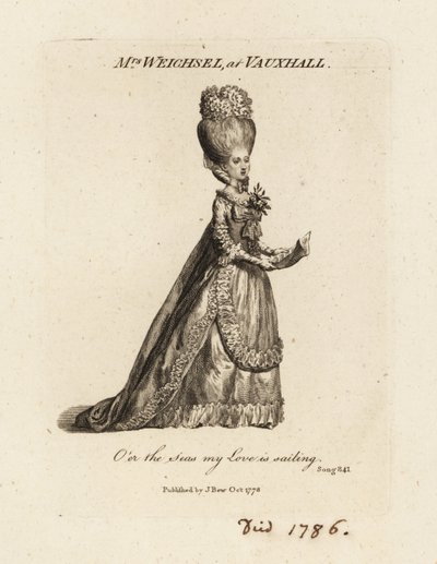 Mevrouw Frederica Weichsel zingt in Vauxhall Pleasure Gardens, eind 18e eeuw door British School