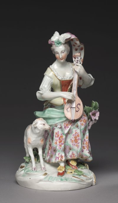 Zittende Musicus, Derby Porcelain Factory, c.1765 door British School