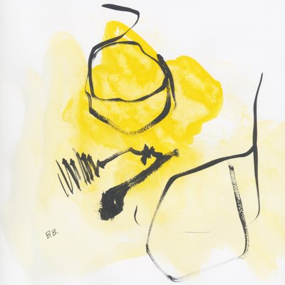 Abstracte gele figuur door Bronwyn Baker