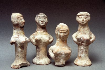 Beeldjes van Asherah, Kanaänitisch, 999-600 v.Chr. (klei) door Bronze Age