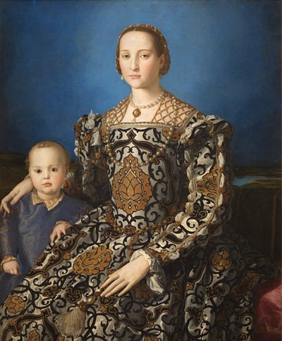 Italiaans: Ritratto di Eleonora di Toledo col figlio Giovanni Portret van Eleonora van Toledo en haar zoon Giovanni de