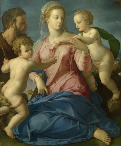 De Heilige Familie met het Kindje Johannes de Doper (Madonna Stroganoff) door Bronzino