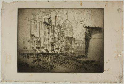 Chicago - Clark Street, hoek van Harrison Street door Bror Julius Olsson Nordfeldt