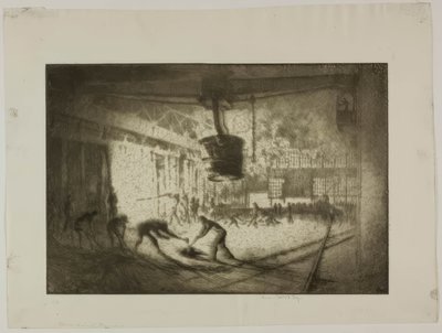 Chicago - Open haardoven, Illinois Steel Co. door Bror Julius Olsson Nordfeldt