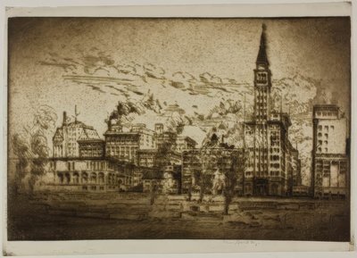 Chicago - De Montgomery Ward Tower door Bror Julius Olsson Nordfeldt