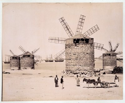 Molens in Alexandrië - fotografie door de gebroeders Zangali, eind 19e eeuw door Brothers Zangaki