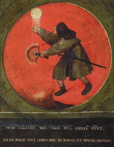 Het succes van mijn buren irriteert me. Ik wil niet dat de zon op het water schijnt, 1558 door Bruegel