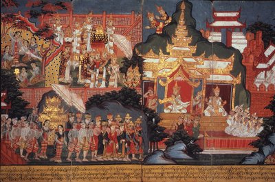 De geboorte van de toekomstige Boeddha, ca. 1800-20 door Burmese School