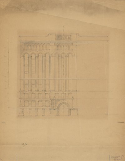 Mills Building, San Francisco, Californië, Ontwerp Schets door Burnham and Root