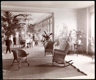 De eetkamer op het dak van het Vendome Hotel, 1903 door Byron Company
