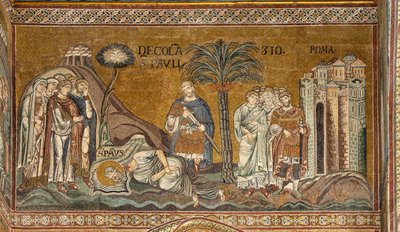 Onthoofding van Sint Paulus in Rome, Byzantijns mozaïek, XII-XIII eeuw in het noordelijke transept door Byzantine