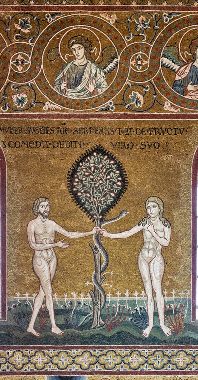 De erfzonde, Byzantijns mozaïek, Oude Testament cyclus-Aards Paradijs, XII-XIII eeuw (mozaïek) door Byzantine