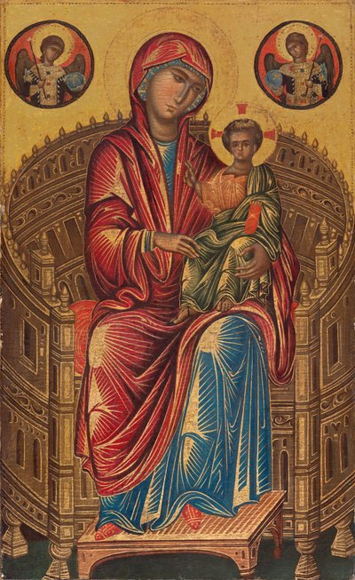 Madonna en Kind op een Gebogen Troon door Byzantine 13th Century