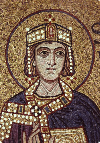 Koning Salomo (detail) van Interieurmozaïeken in de Sint-Marcusbasiliek, 12e eeuw door Byzantine Byzantine