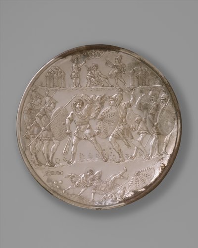 Bord met de Slag tussen David en Goliath, 629-30 door Byzantine Byzantine