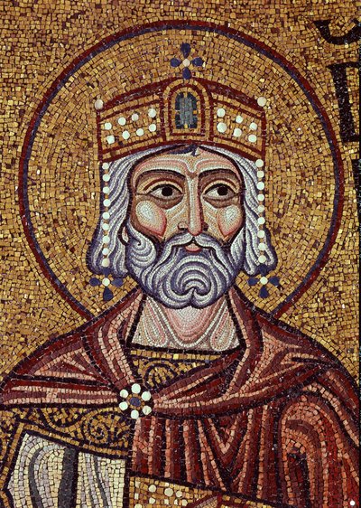 Koning David (10e eeuw v.Chr.) (detail) door Byzantine School