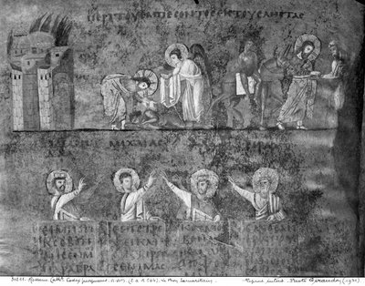 De barmhartige Samaritaan, uit de Codex Purpureus door Byzantine School