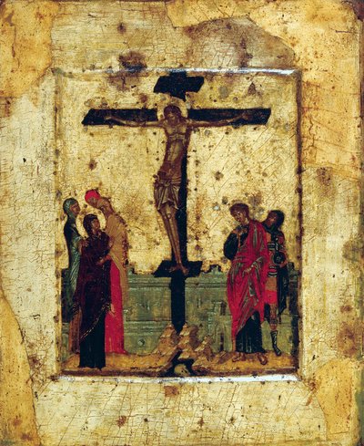 De kruisiging, eind 14e eeuw door Byzantine icon.