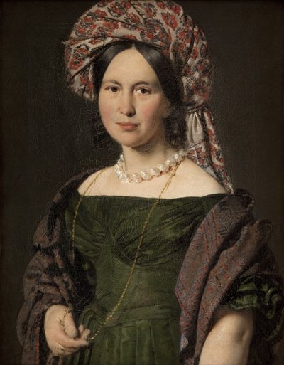 De vrouw van de kunstenaar met een tulband door C.A. Jensen