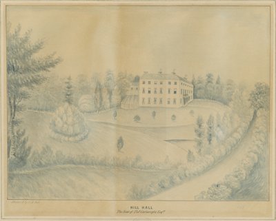High Offley - Hill Hall: potlood en was tekening, nd [c 1840] door C.B Ash