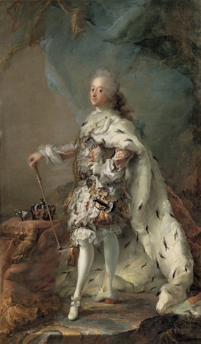Portret van Frederik V in Zalvingsgewaad door C.G. Pilo
