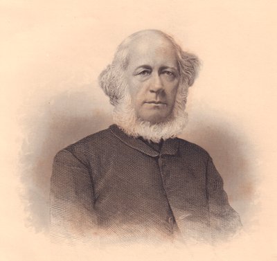 Portret van Amerikaanse leraar en Methodistische Bisschop Erastus Wentworth (1813-1886), gravure door F E Jones uit ladies