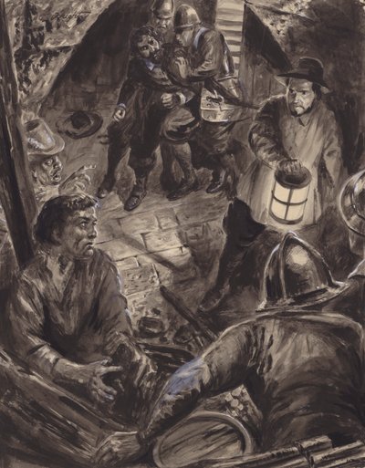 Arrestatie van Guy Fawkes en zijn mede-samenzweerders (gouache op papier) door C.L. Doughty