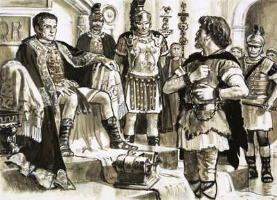 Caractacus confronteert keizer Claudius door C.L. Doughty