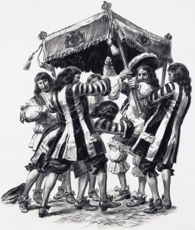 Kroning van Charles II (gouache op papier) door C.L. Doughty