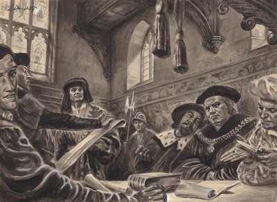 Hof van de Sterrenkamer (gouache op papier) door C.L. Doughty