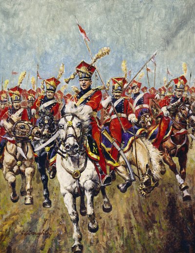 Franse cavalerieaanval (olieverf op doek) door C.L. Doughty