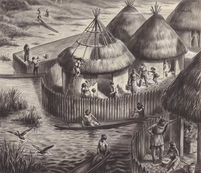 Meerbewoners bij Glastonbury (gouache op papier) door C.L. Doughty
