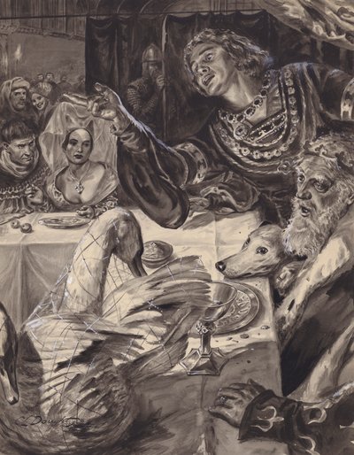 De jonge prins van Wales zweert te vechten tegen de Schotten (gouache op papier) door C.L. Doughty