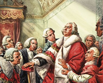 William Pitt houdt zijn laatste toespraak in het parlement in 1778 door C.L. Doughty