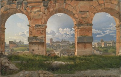 Een uitzicht door drie bogen van de derde verdieping van het Colosseum door Christoffer Wilhelm Eckersberg