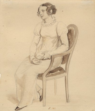 Een dame die in een leunstoel zit, naar het raam gekeerd door Christoffer Wilhelm Eckersberg