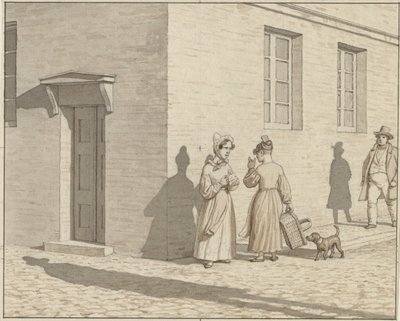 Lineair perspectief toegepast in schilderkunst - Plaat VII, 1 - Een ontmoeting op een straathoek door Christoffer Wilhelm Eckersberg