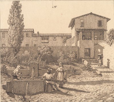 Uitzicht op een Italiaans dorp door Christoffer Wilhelm Eckersberg