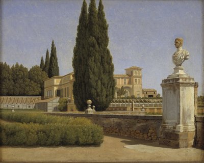 Uitzicht op de tuinen van de Villa Albani. Rome door Christoffer Wilhelm Eckersberg