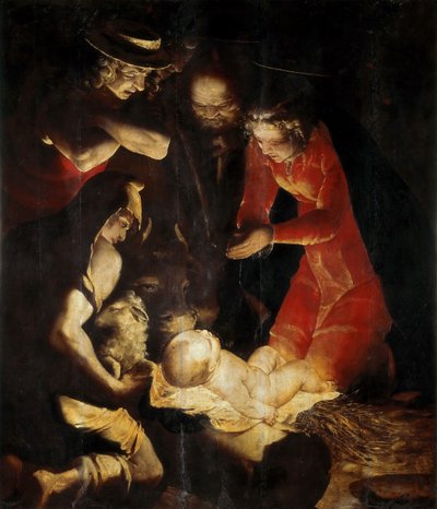 De Aanbidding van de Herders, 1550 door Cambiaso