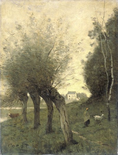 Landschap met knotwilgen door Camille Corot