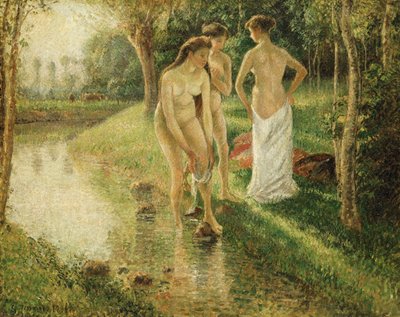 Badhuisgangers, 1896 door Camille Jacob Pissarro