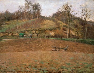 Ploegland door Camille Jacob Pissarro