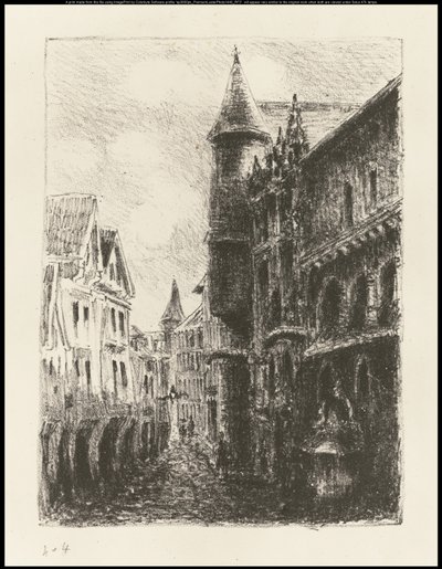 Rue Saint-Romain, Rouen, 1e plaat, 1896 door Camille Jacob Pissarro