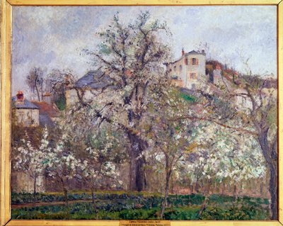 Lente, pruimenbloesems in Pontoise door Camille Jacob Pissarro