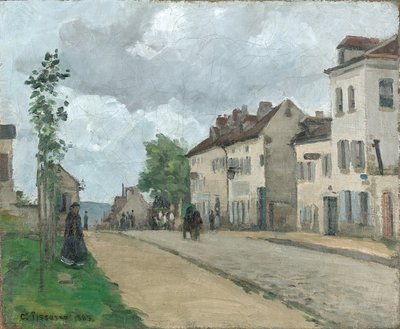 Straat in Pontoise (Rue de Gisors) door Camille Jacob Pissarro