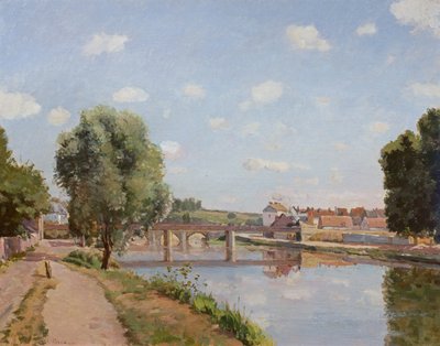 De Spoorbrug, Pontoise, 1873 door Camille Jacob Pissarro