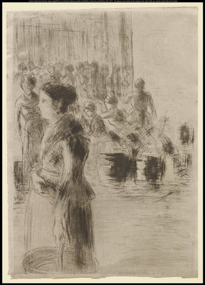 Het Dienstmeisje op de Markt door Camille Jacob Pissarro