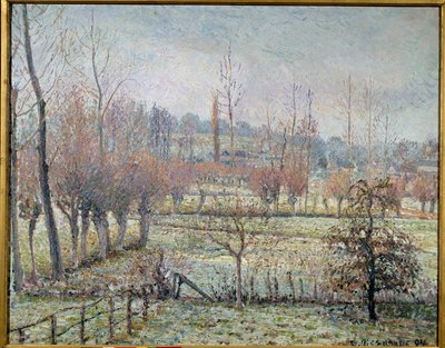 Witte vorst, ochtend of sneeuweffect in Eragny door Camille Jacob Pissarro
