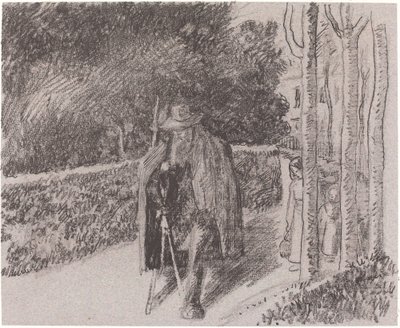 Bedelaar met een Kruk door Camille Pissarro